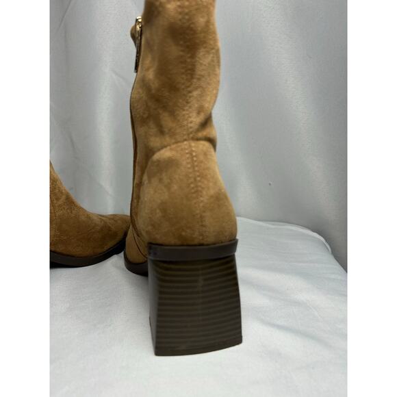 Anne Klein suede square heel women’s booties zipper tan size 9 - Picture 8 of 9
